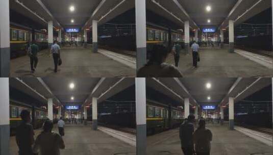 4K实拍 站台候车 赶火车的人 火车站人群高清在线视频素材下载