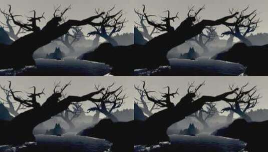 场景-树林-恐怖的枯树高清在线视频素材下载