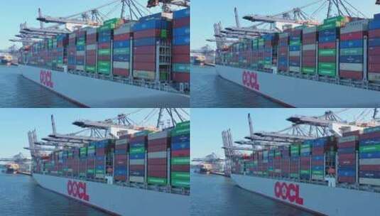 深圳盐田港码头货轮集装箱左前移高清在线视频素材下载