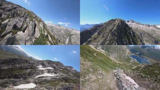 穿越机飞跃高山峡谷高清在线视频素材下载