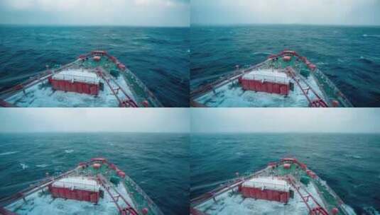 航拍航行的破冰船高清在线视频素材下载