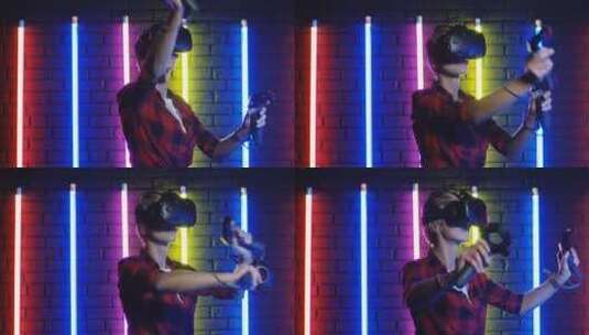 女人体验VR眼镜高清在线视频素材下载