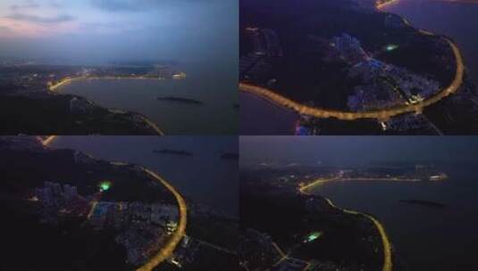 珠海港湾大道凤凰湾夜色航拍高清在线视频素材下载