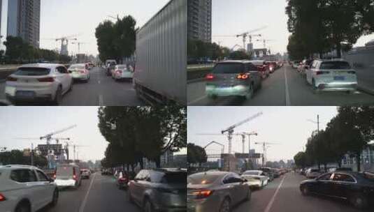 上海行驶的汽车街景高清在线视频素材下载