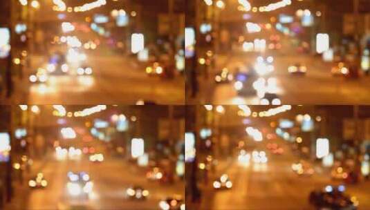 傍晚的交通在灯光的映衬下变得模糊不清高清在线视频素材下载