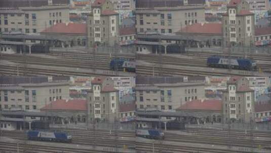 在中国的泰安火车站旅行的机车。高清在线视频素材下载