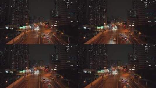 上海宜山路夜景航拍高清在线视频素材下载