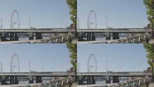伦敦眼旁的十字桥高清在线视频素材下载