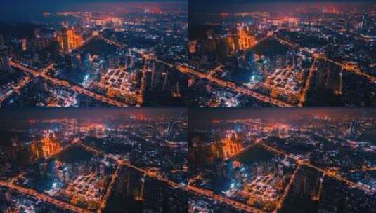 8K广东珠海城市全景风光夜景青橙延时高清在线视频素材下载