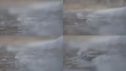 水流轻触冰岸变焦特写4k50帧灰片高清在线视频素材下载