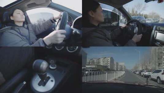 女司机开车汽车驾驶高速公路安全驾驶高速高清在线视频素材下载