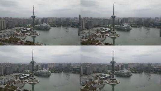 4k 航拍江苏盐城城市风貌全景高清在线视频素材下载