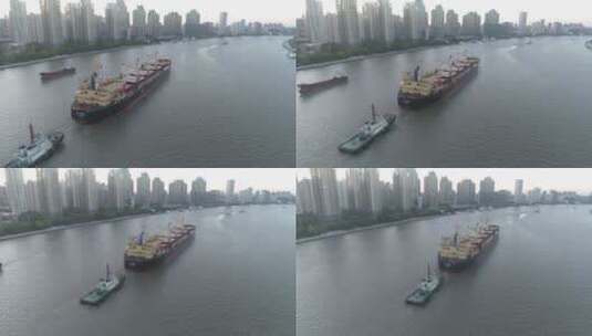 黄浦江上的轮船高清在线视频素材下载
