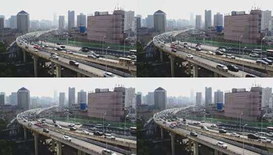 上海延安立交高架路航拍高清在线视频素材下载