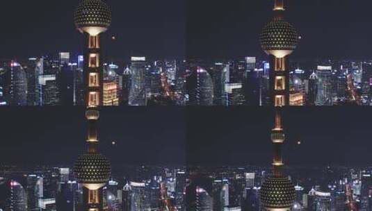 上海东方明珠夜景特写适合创意转场高清在线视频素材下载