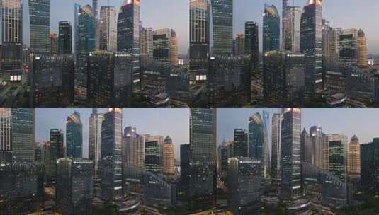 上海陆家嘴商务楼夜景航拍高清在线视频素材下载