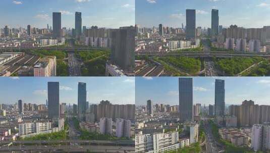 航拍昆明北京路车流高清在线视频素材下载