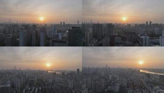浦西徐汇区清晨航拍高清在线视频素材下载