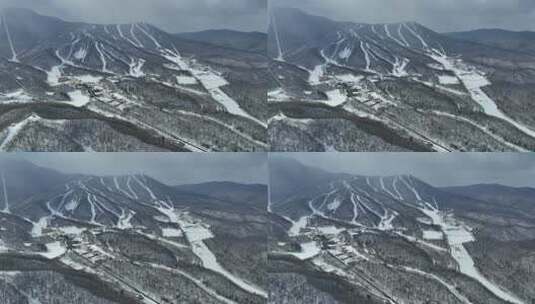 黑龙江亚布力滑雪场航拍冬季自然风光高清在线视频素材下载