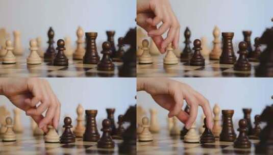 下棋的面目全非的女人高清在线视频素材下载