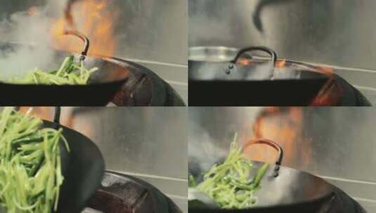 大火烹饪爆炒中式厨房高清在线视频素材下载