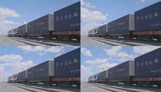 停靠在铁路轨道上的火车货运班列高清在线视频素材下载
