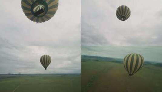 FPV穿越机航拍热气球升空起飞非洲坦桑尼亚高清在线视频素材下载