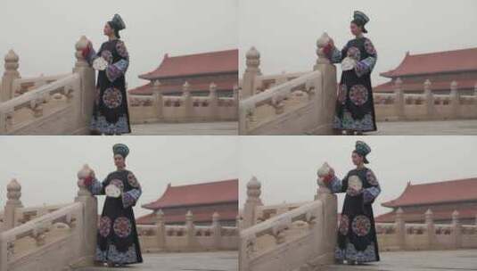 北京故宫清朝女性古装造型高清在线视频素材下载