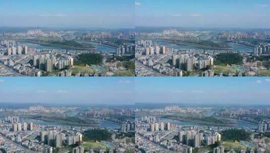 渠江广安城市鸟瞰全景延时高清在线视频素材下载