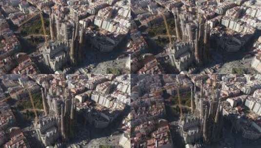 飞跃圣拉达法米利亚主教座堂巴塞罗那高清在线视频素材下载
