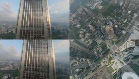 航拍穿越机深圳地标平安大厦高清在线视频素材下载