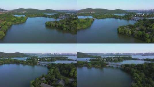徐州云龙湖航拍 泛月桥 徐州地标自然美景高清在线视频素材下载