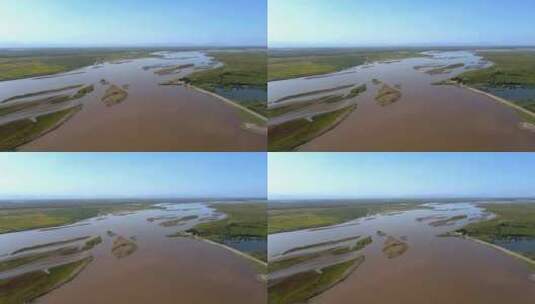 黄河平原-农业灌溉河道河滩-湿地水利高清在线视频素材下载