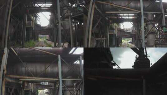 钢铁厂老厂区航拍高清在线视频素材下载