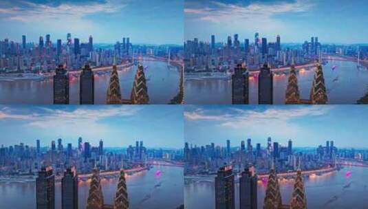 重庆夜景喜来登全景航拍高清在线视频素材下载
