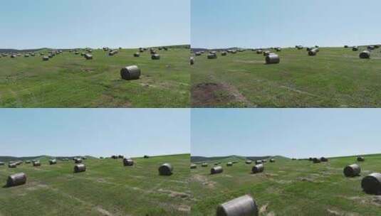 内蒙古大草原丰收后的草卷高清在线视频素材下载