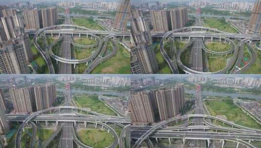 江西赣州城市高架桥交通航拍高清在线视频素材下载