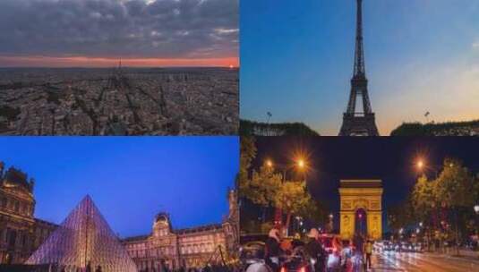 巴黎延时摄影高清在线视频素材下载