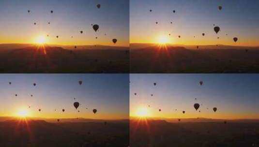 日落时天空中的气球高清在线视频素材下载
