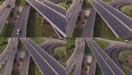 航拍广州交错的高速公路高清在线视频素材下载