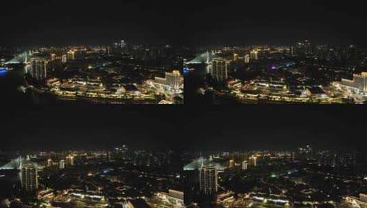 福建福州城市夜景灯光航拍高清在线视频素材下载
