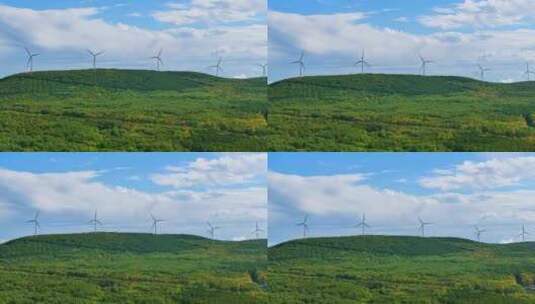 航拍山上的风力发电高清在线视频素材下载