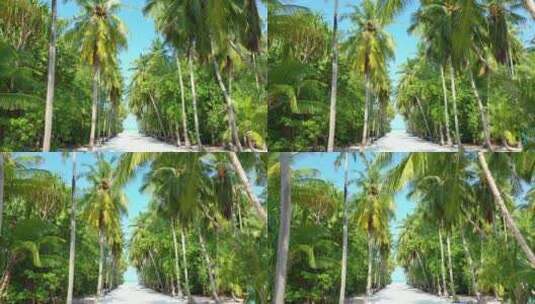 白天鸟眼抽象拍摄的白色沙滩天堂海滩和蓝色的水背景在4K高清在线视频素材下载