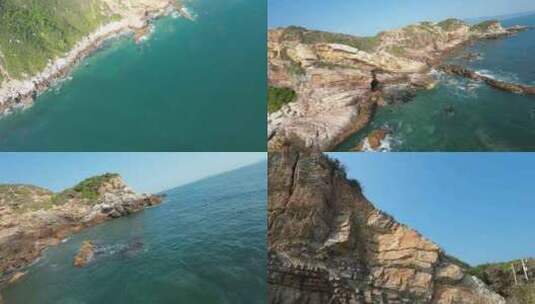 fpv穿越机航拍鹿嘴山庄美人鱼洞海边悬崖高清在线视频素材下载