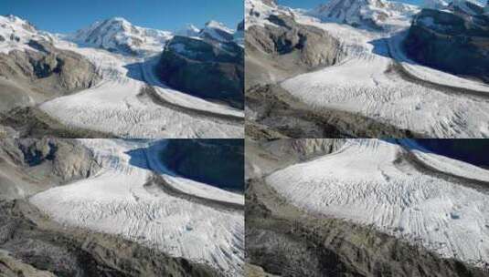 瑞士采尔马特戈尔纳冰川上空，从杜弗斯皮茨俯瞰高清在线视频素材下载