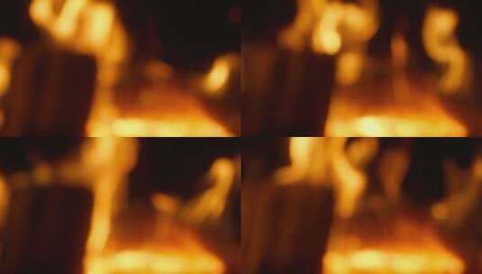 背景壁炉木炭篝火燃烧火焰虚化高清在线视频素材下载
