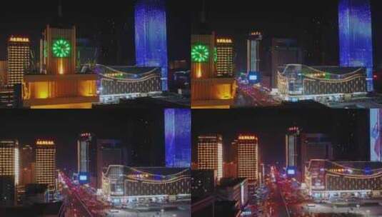 内蒙古呼和浩特市中心4k夜景高清在线视频素材下载