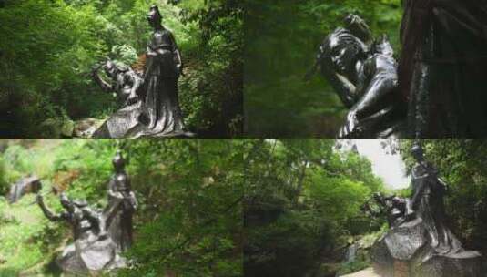 莫邪干将雕塑莫干山地标建筑春秋时期铸剑高清在线视频素材下载