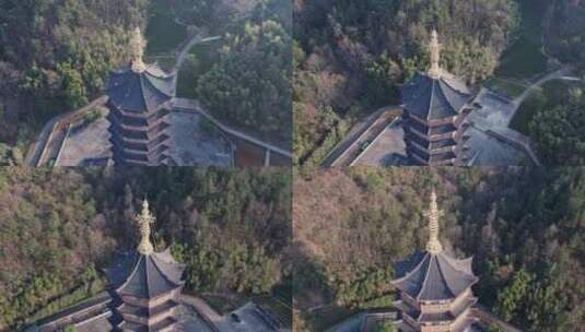 浙江绍兴新昌大佛寺航拍视频高清在线视频素材下载