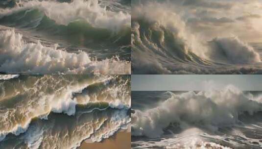4K波涛汹涌的海浪高清在线视频素材下载